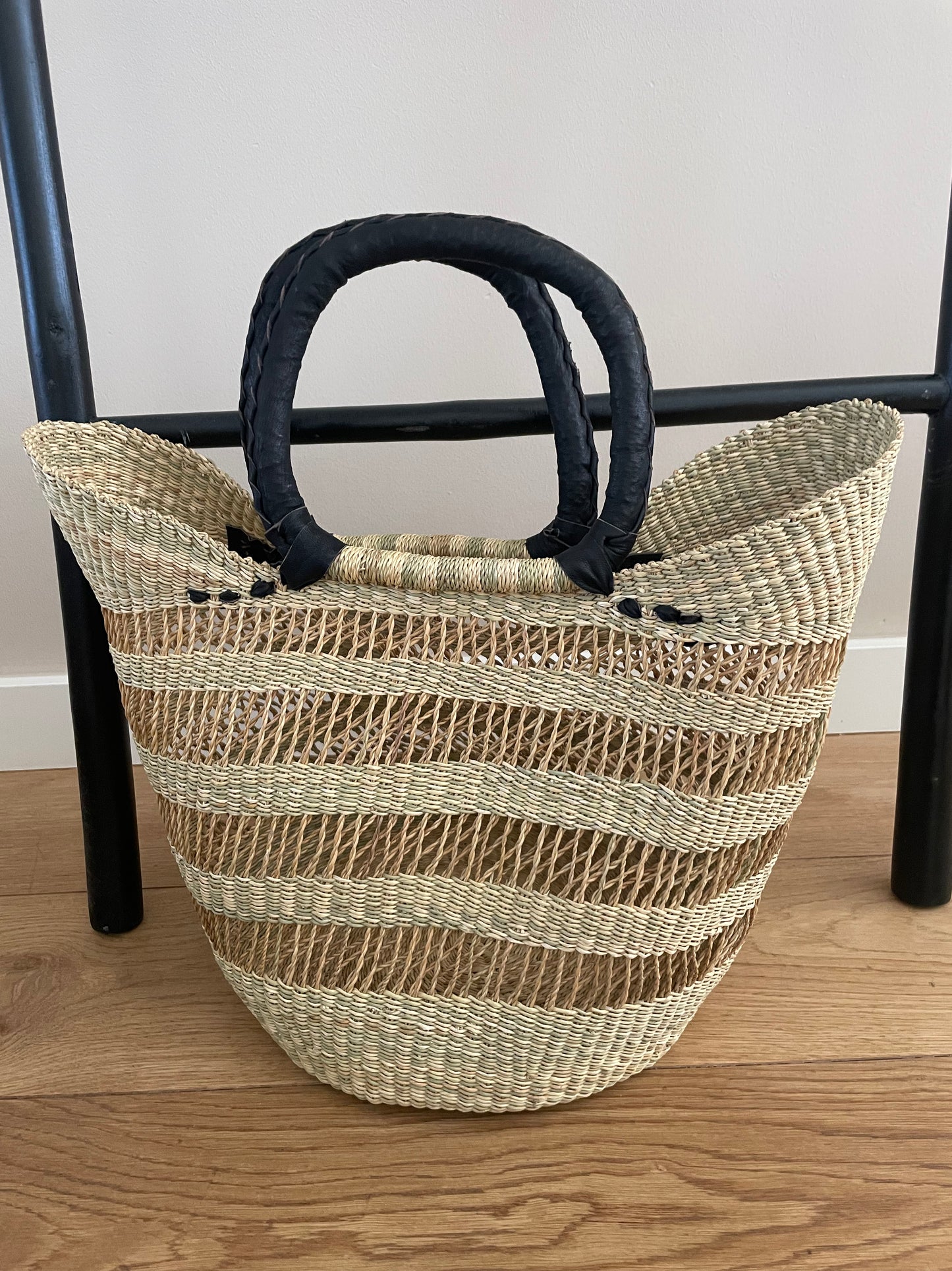 Bolga open worked straw basket