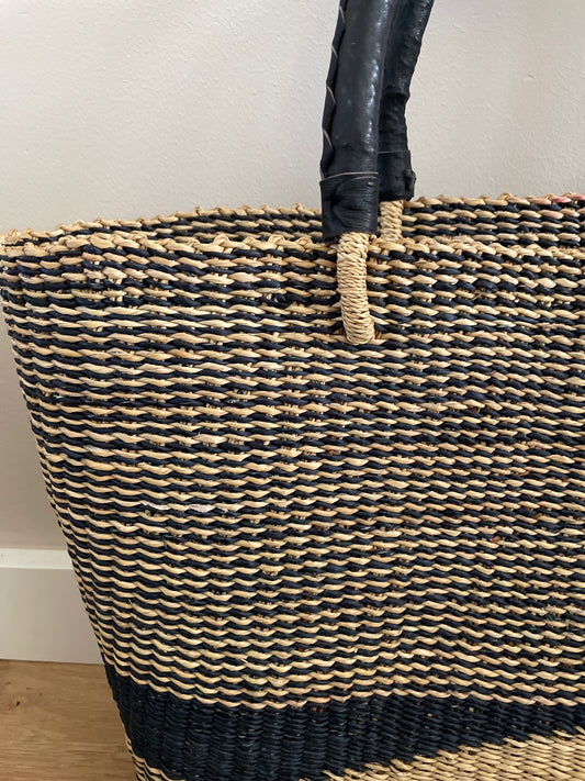 Bolga rieten shopper blauw