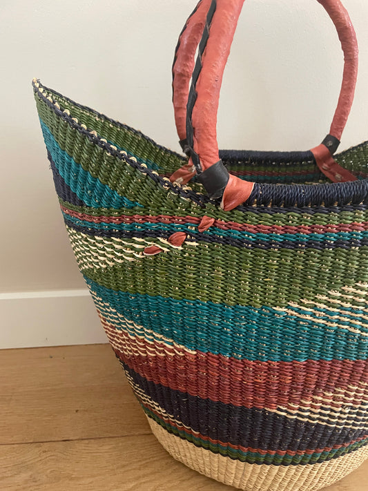 Bolga rieten mand multi color