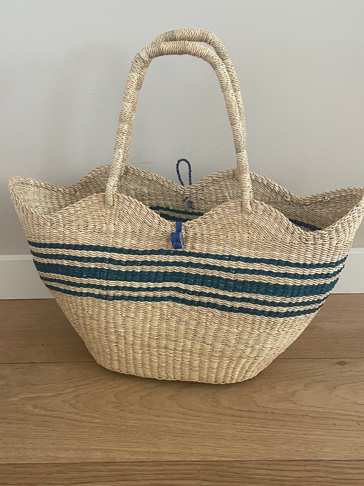 Bolga straw basket multi color