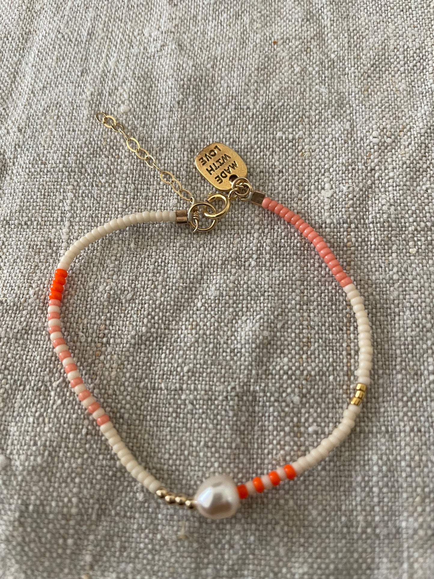 Zebra pearl crystal bracelet orange