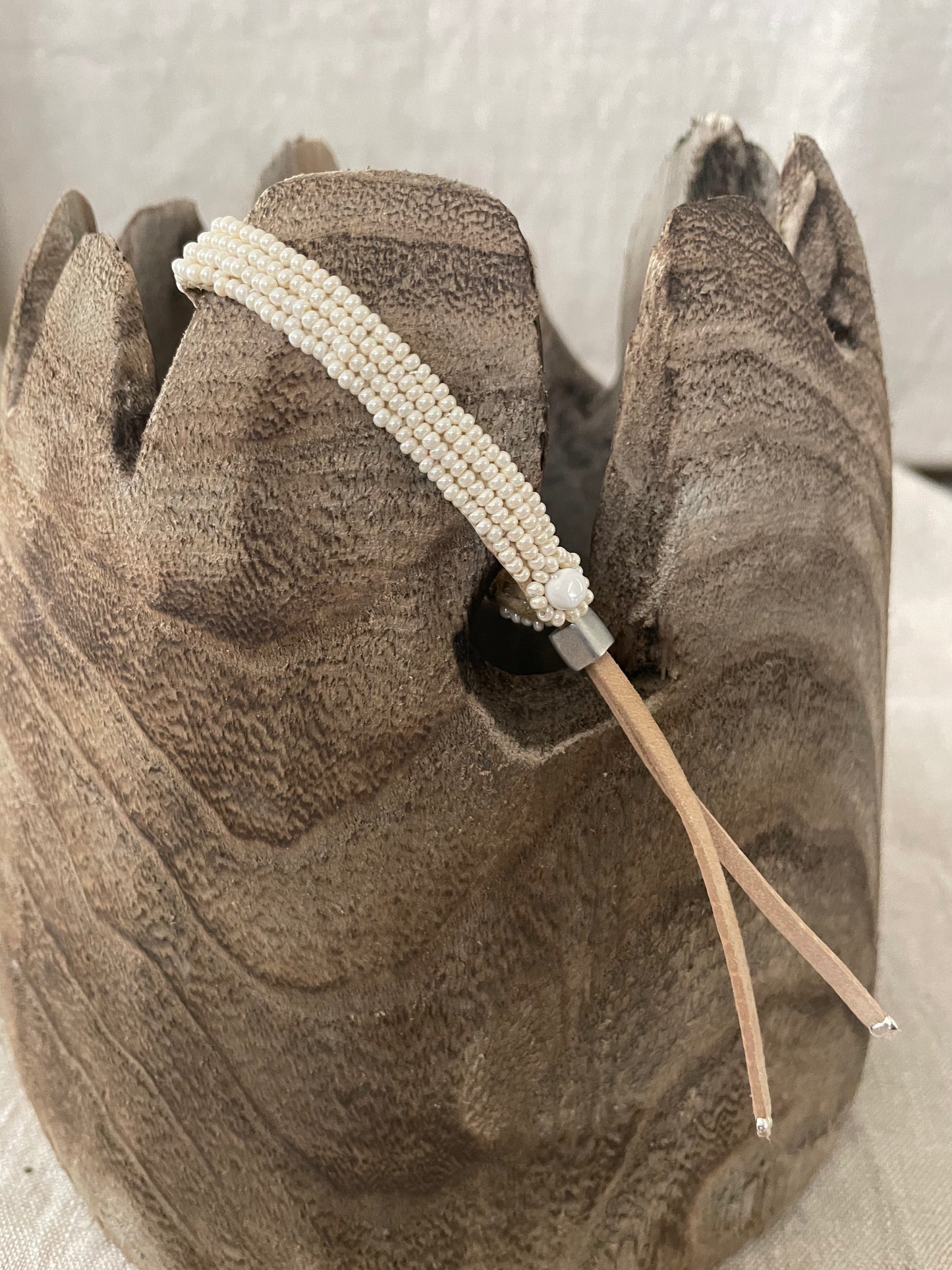 Beaded bracelet on suede