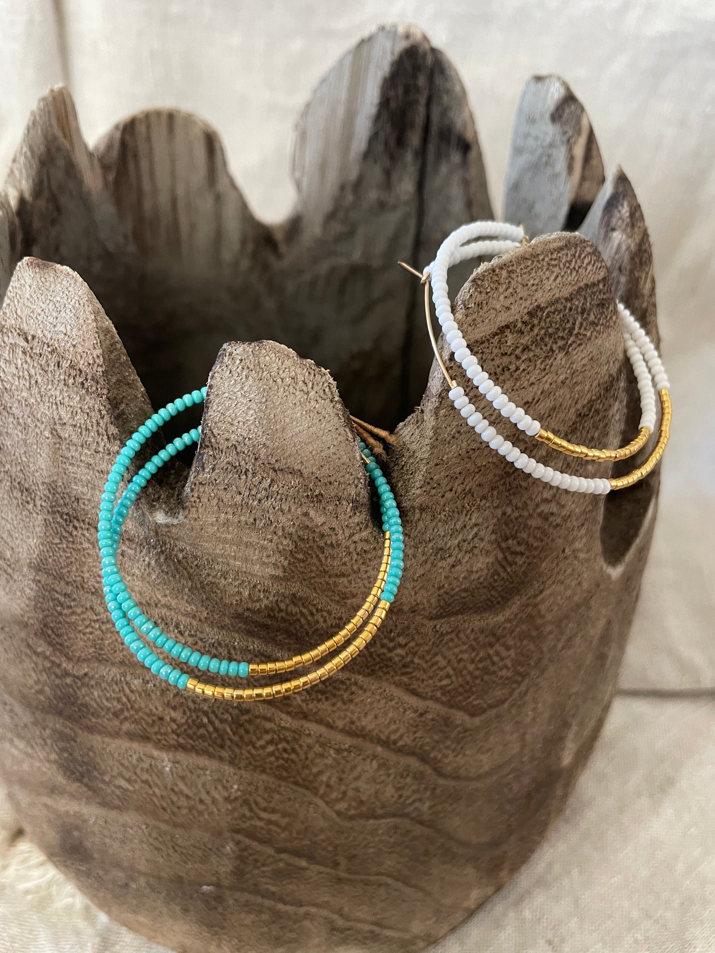 Creoles white/gold