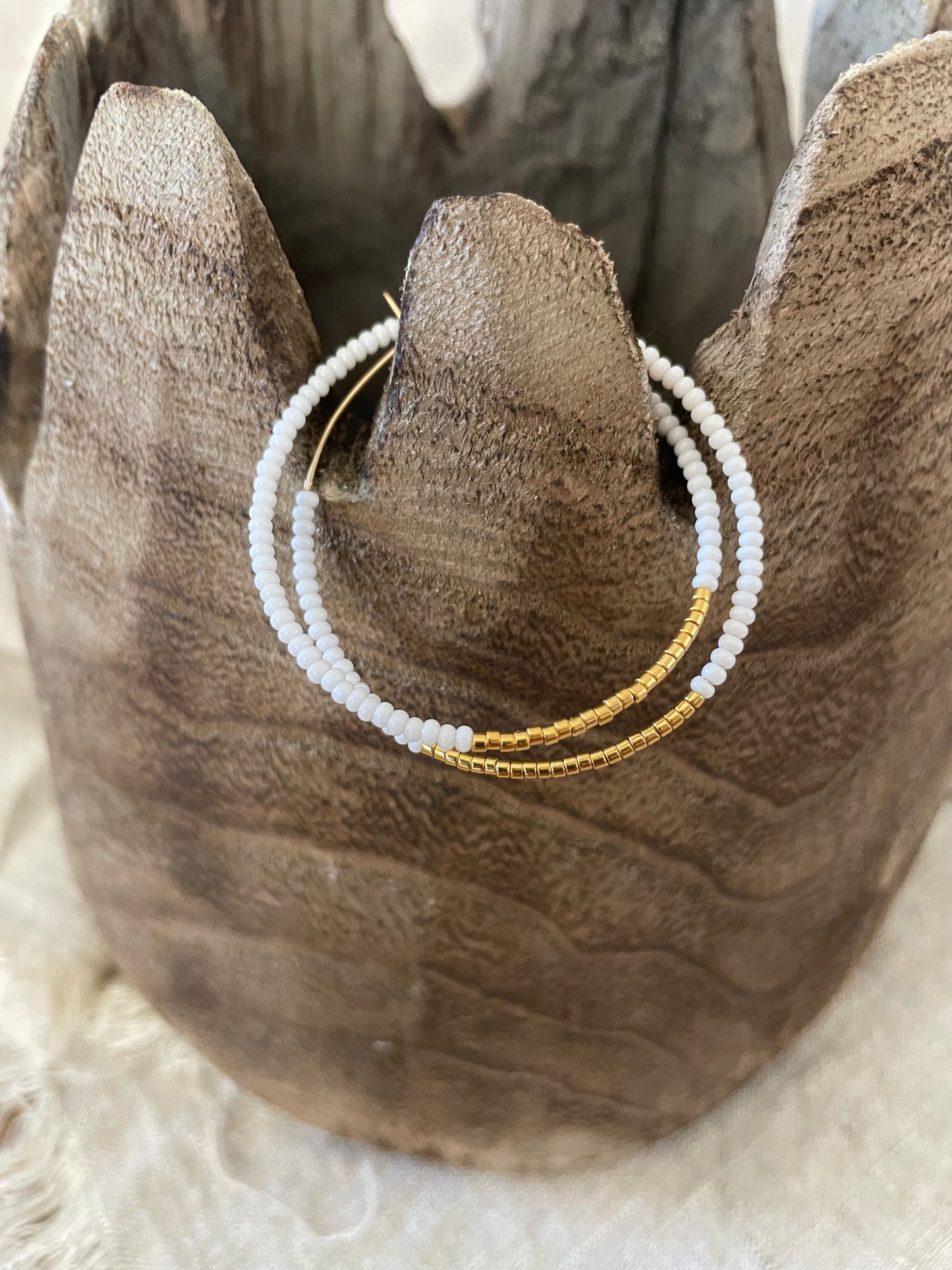 Creoles white/gold