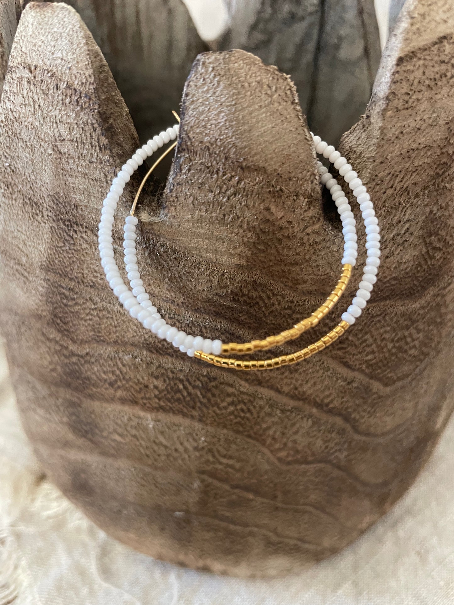 Creoles white/gold