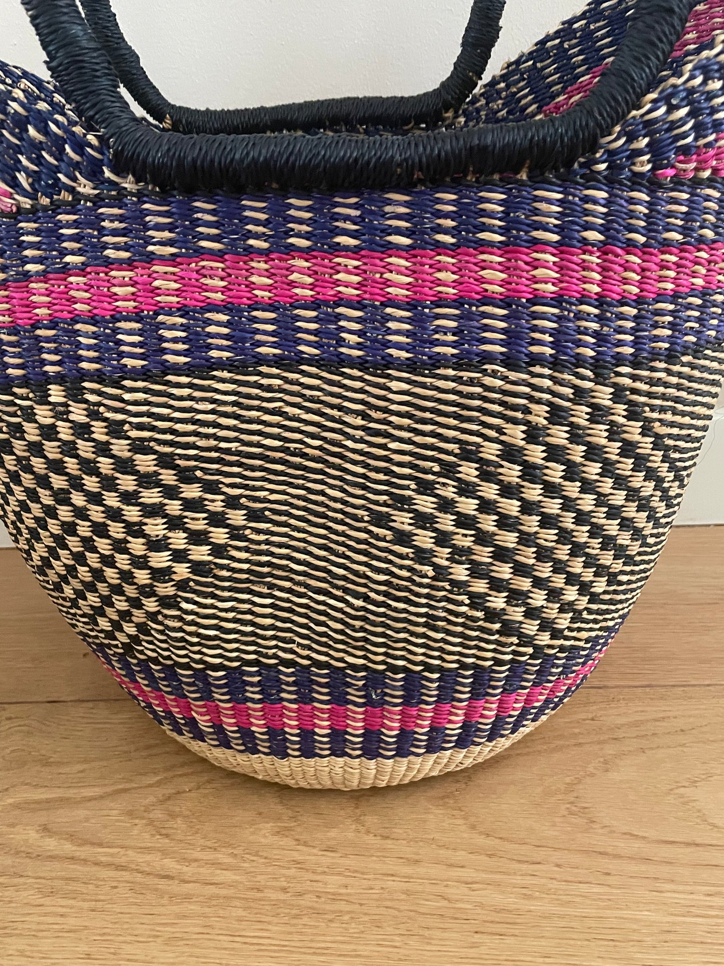 Bolga straw basket multi color