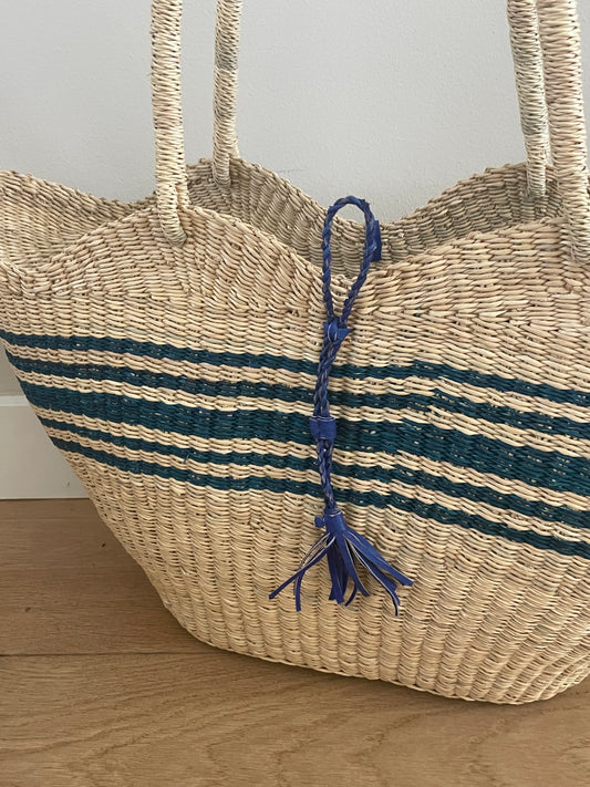 Bolga straw basket multi color
