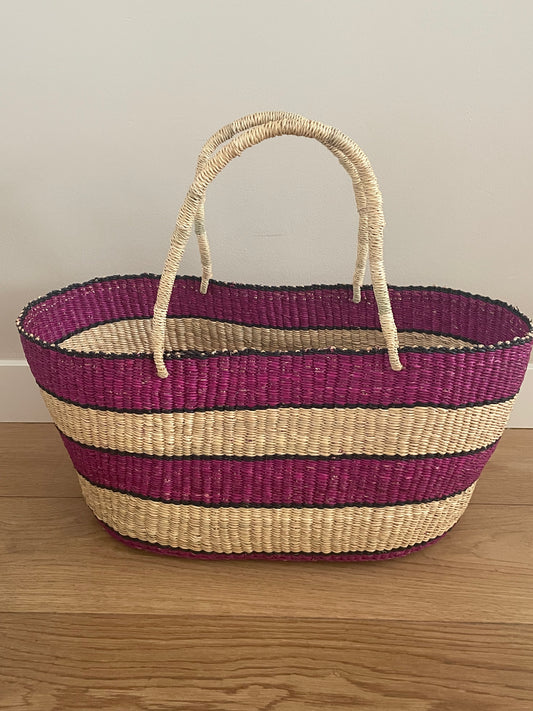 Bolga straw basket multi color