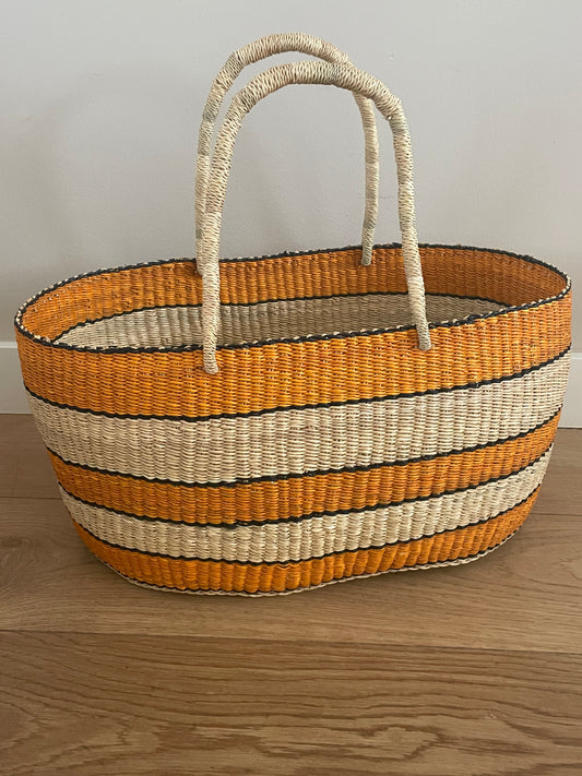 Bolga straw basket multi color