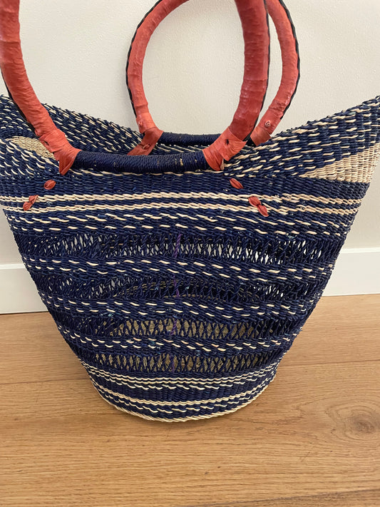 Bolga open worked straw basket