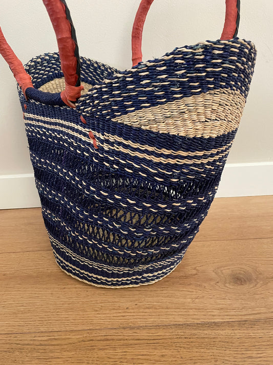 Bolga open worked straw basket