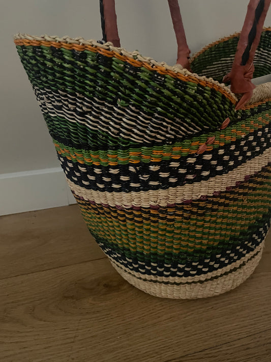 Bolga rieten mand multi color