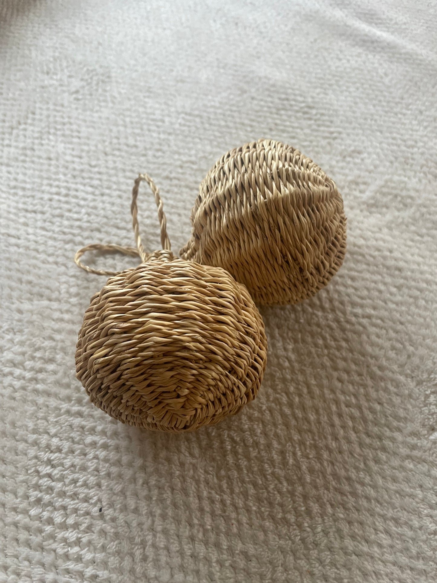 Bolga straw basket blue/natural