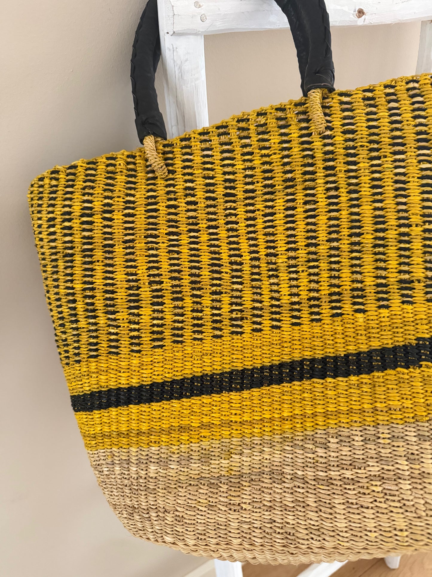 Bolga rieten shopper geel