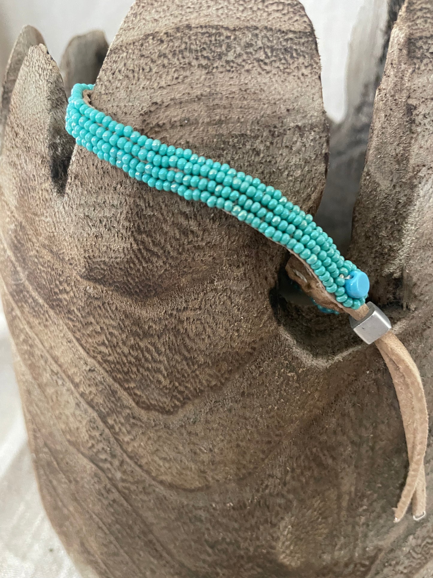 Beaded bracelet on suede