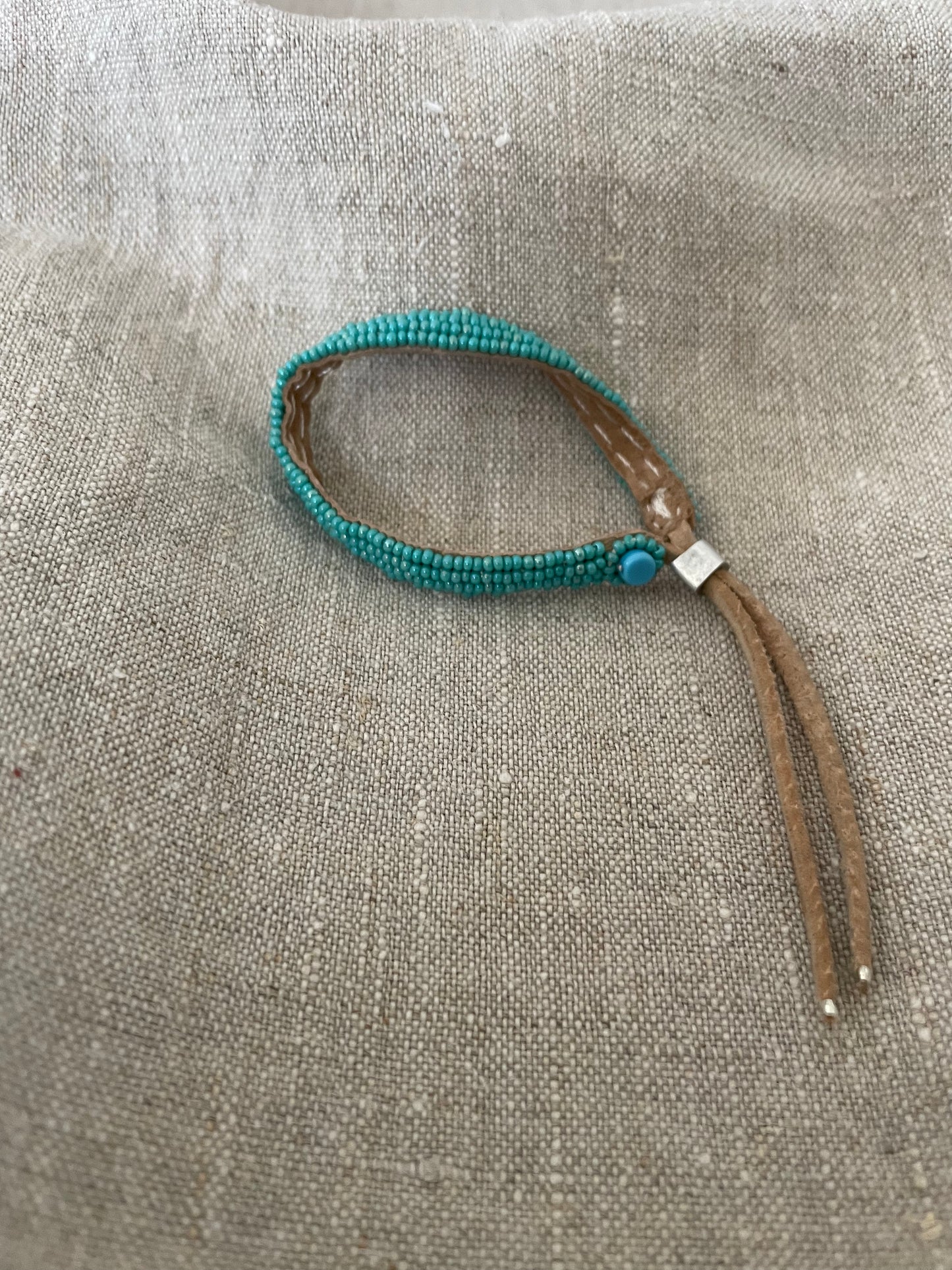 Beaded bracelet on suede