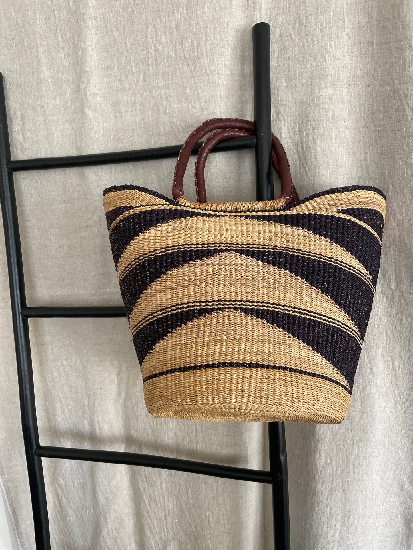 Bolga straw basket blue