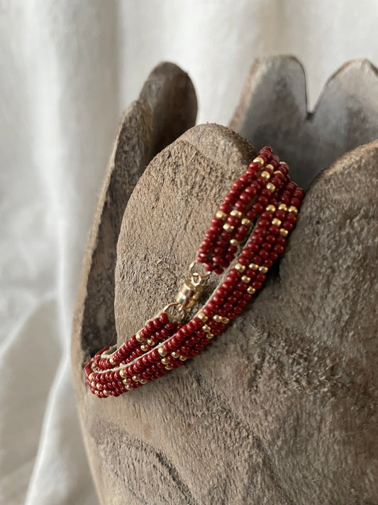 Double bracelet dark red