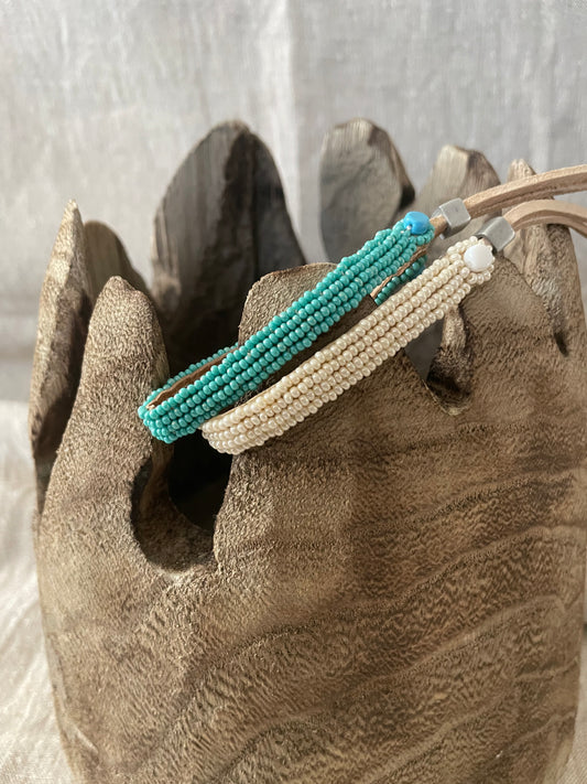 Beaded bracelet on suede